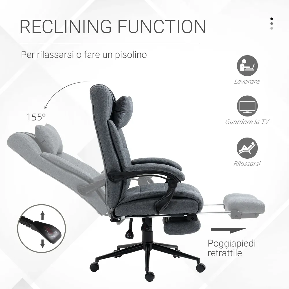 Easycomfort Sedia da Ufficio Ergonomica Reclinabile, Sedia Direzionale con Schiena Alta, Poltrona Ufficio con Poggiatesta...