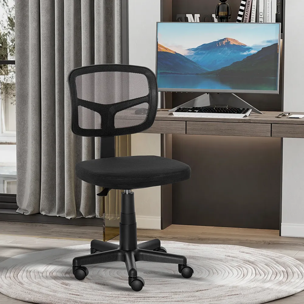 EasyComfort Sedia da Ufficio Ergonomica Rete Senza Braccioli e Regolabile Altezza, Nero