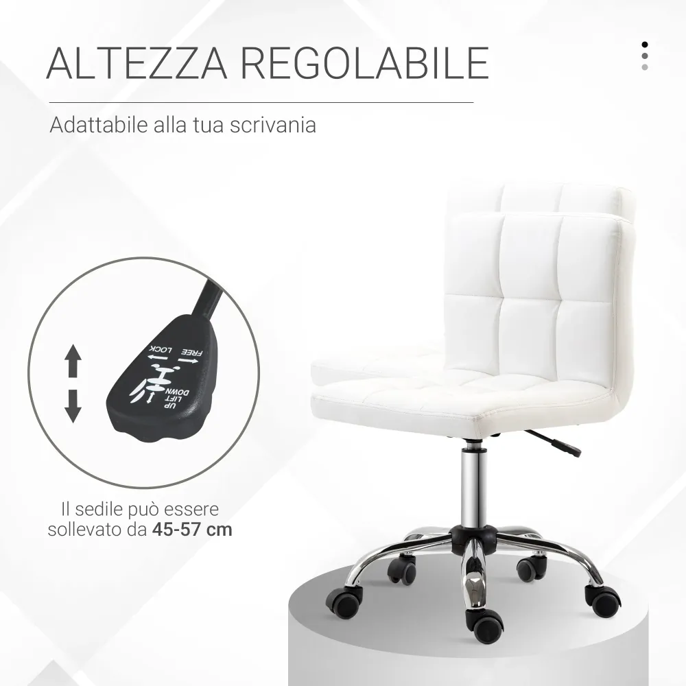 Easycomfort Sedia da Ufficio Ergonomica, Sedia Girevole Altezza Regolabile Pelle Sintetica 46 × 51 × 80-92cm