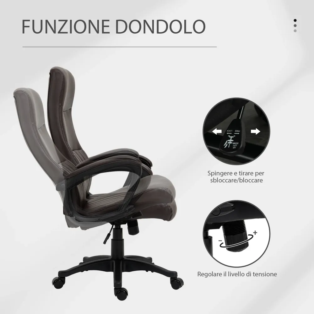 Easycomfort Sedia da Ufficio Ergonomica, Sedia Girevole con Schienale Alto e Dondolo, Altezza Regolabile e Ruote, 61.5x66x...