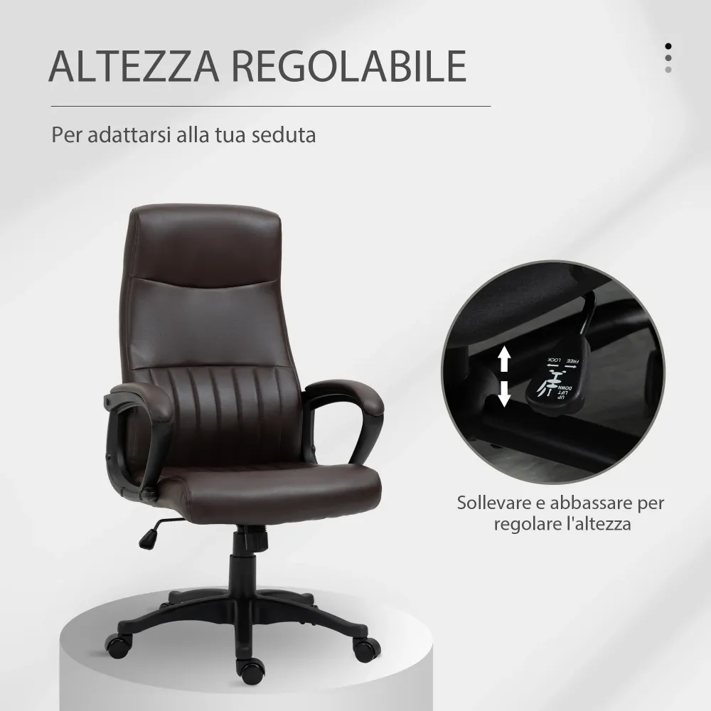 Easycomfort Sedia da Ufficio Ergonomica, Sedia Girevole con Schienale Alto e Dondolo, Altezza Regolabile e Ruote, 61.5x66x...