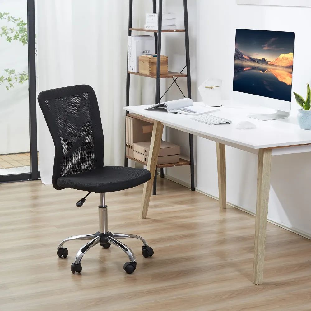 Easycomfort Sedia da Ufficio Ergonomica Senza Braccioli, Tessuto Traspirante Rete, Altezza Regolabile e 5 Ruote, 43x58x90-...
