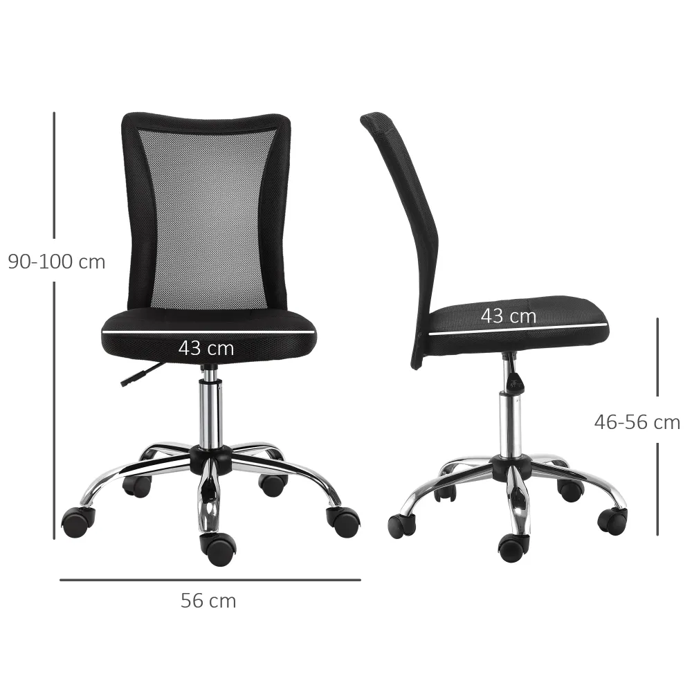 Easycomfort Sedia da Ufficio Ergonomica Senza Braccioli, Tessuto Traspirante Rete, Altezza Regolabile e 5 Ruote, 43x58x90-...
