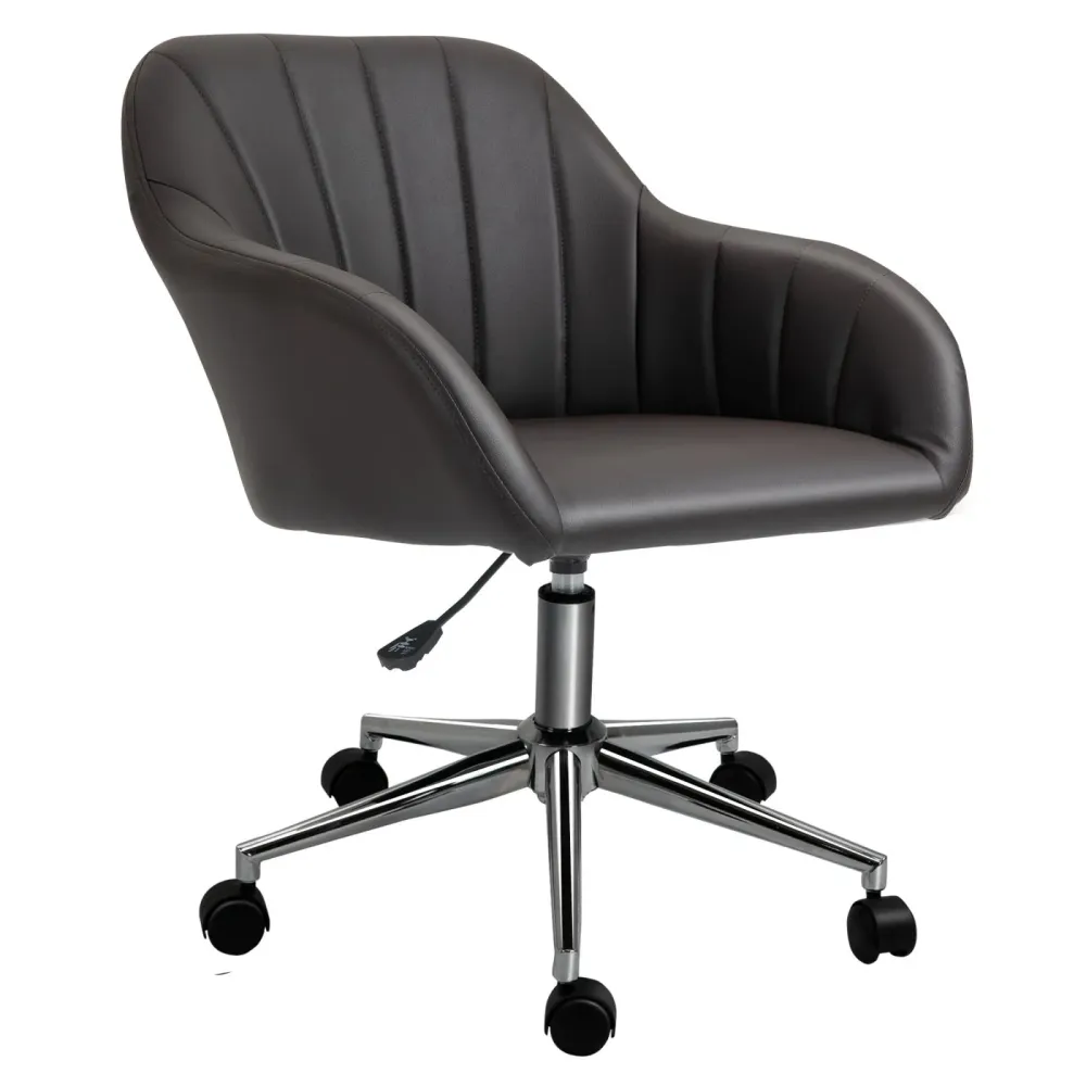 EASYCOMFORT Sedia da Ufficio Ergonomica Similpelle, Altezza della Seduta Regolabile e Girevole, 60x59x79-89cm, Marrone
