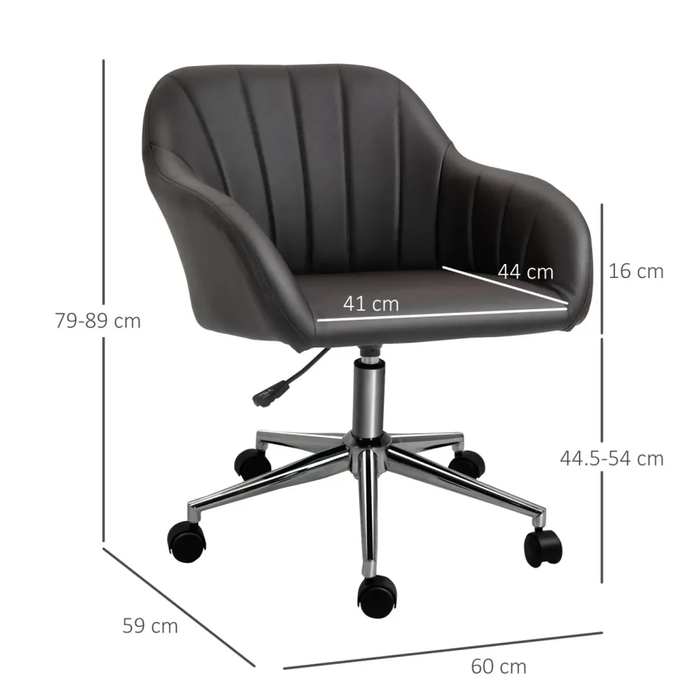 EASYCOMFORT Sedia da Ufficio Ergonomica Similpelle, Altezza della Seduta Regolabile e Girevole, 60x59x79-89cm, Marrone