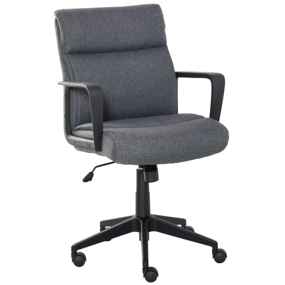 EASYCOMFORT Sedia da Ufficio Ergonomica Tessuto, Girevole 360° con Braccioli e Altezza Regolabile, Grigio, 61x71x95-105cm