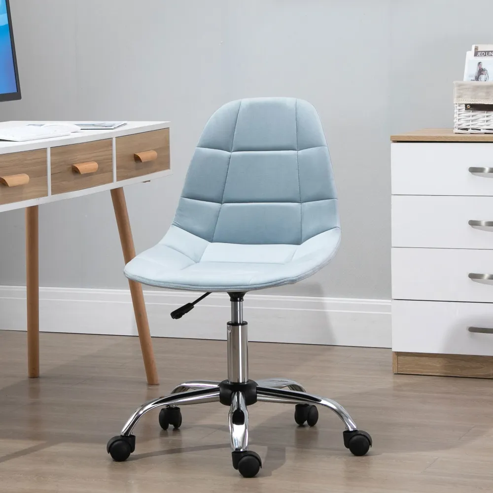 Easycomfort Sedia da Ufficio Ergonomico, Sedia Girevole Scrivania, Regolabile Senza Braccioli, Azzurro, 59x59x81-91cm