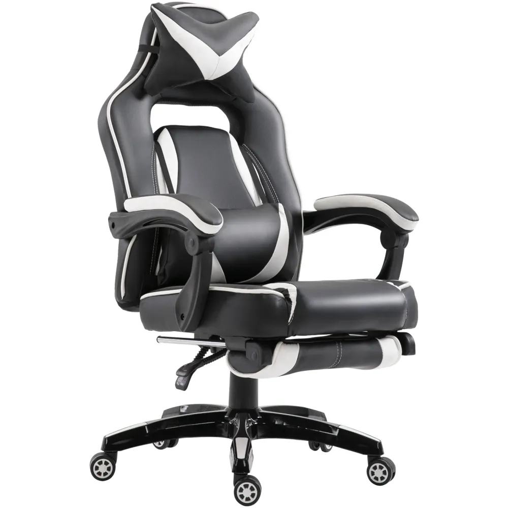 Easycomfort Sedia Ufficio Gaming Economica Poltrona Reclinabile Con Poggiapiedi Regolabile Altezza Rotelle Tessuto 65 × 64...