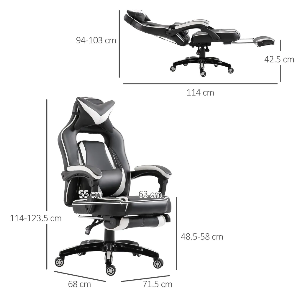 Easycomfort Sedia Ufficio Gaming Economica Poltrona Reclinabile Con Poggiapiedi Regolabile Altezza Rotelle Tessuto 65 × 64...