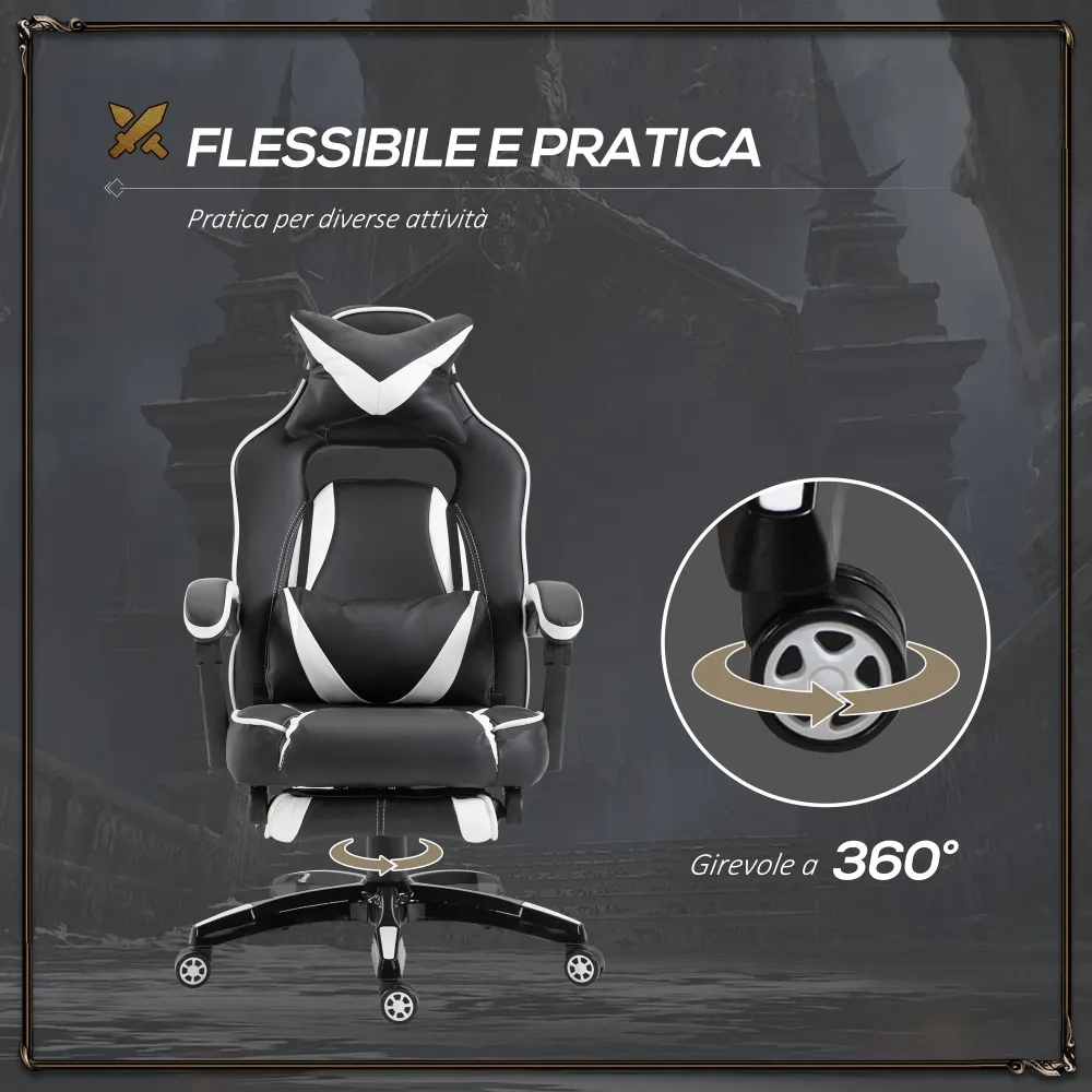 Easycomfort Sedia Ufficio Gaming Economica Poltrona Reclinabile Con Poggiapiedi Regolabile Altezza Rotelle Tessuto 65 × 64...