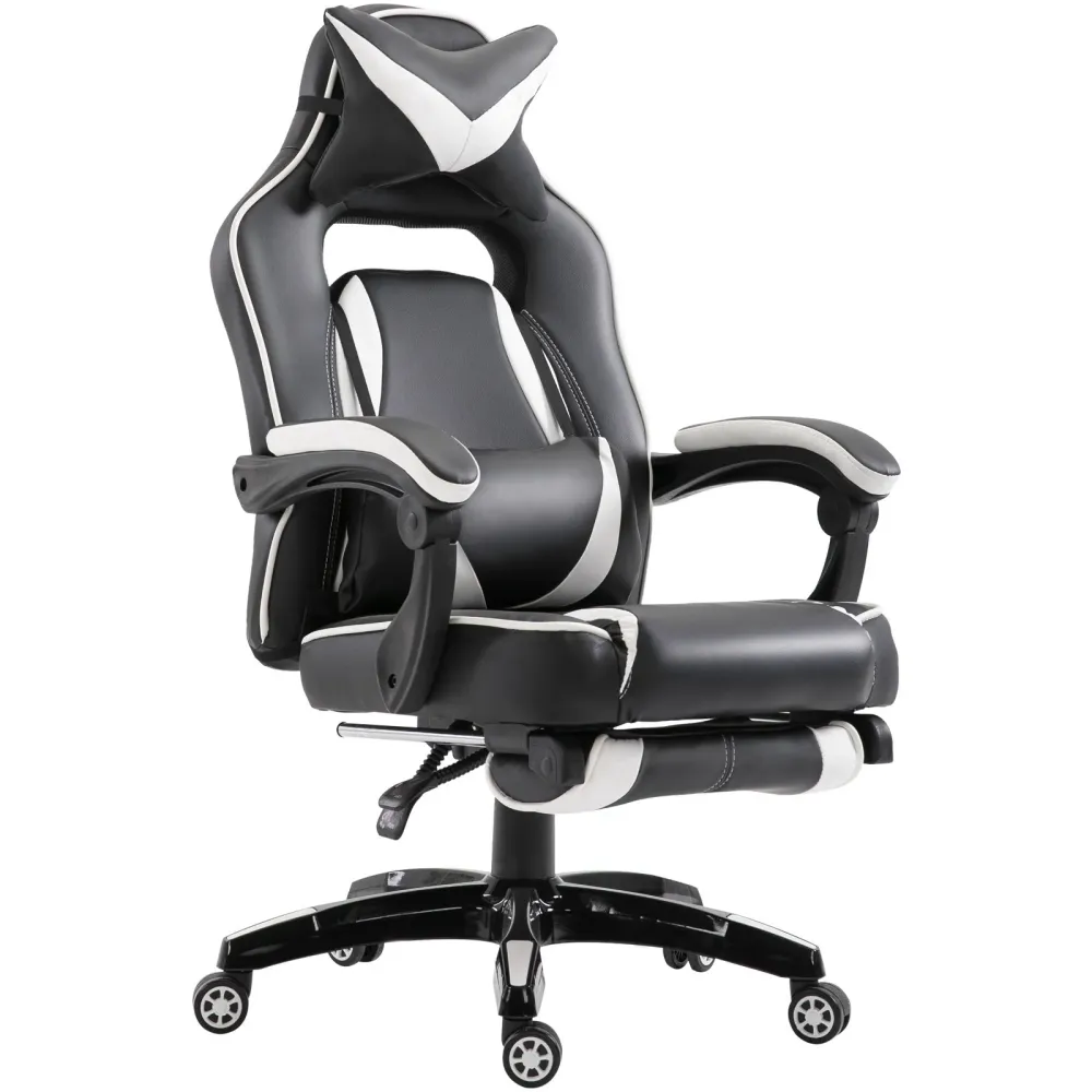 EASYCOMFORT Sedia Ufficio Gaming Economica Poltrona Reclinabile Con Poggiapiedi Regolabile Altezza Rotelle Tessuto 65 × 64...