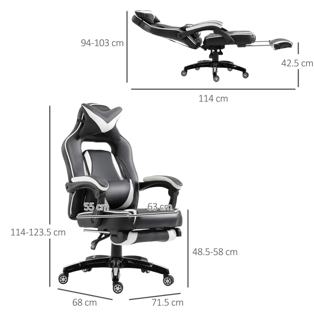 EASYCOMFORT Sedia Ufficio Gaming Economica Poltrona Reclinabile Con Poggiapiedi Regolabile Altezza Rotelle Tessuto 65 × 64...