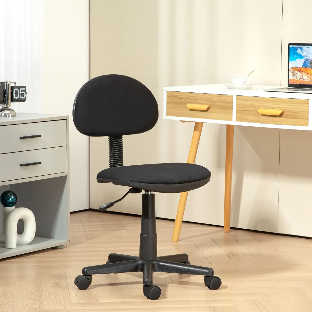 EasyComfort Sedia da Ufficio Girevole ad Altezza Regolabile, Tessuto Elastico, Spugna e Acciaio, 43x51x73-85 cm, Nero