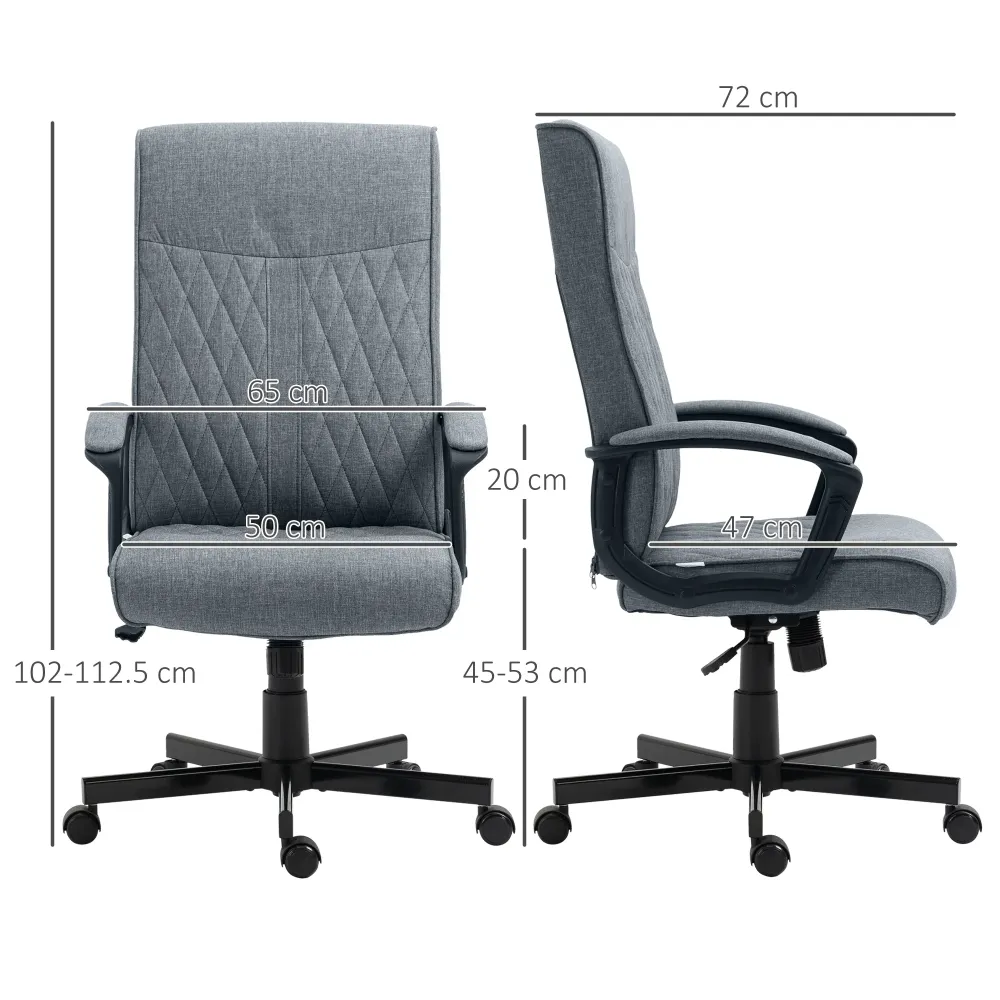 Easycomfort Sedia da Ufficio Girevole con Funzione Dondolo e Altezza Regolabile, 65x72x102-112.5cm, Grigio