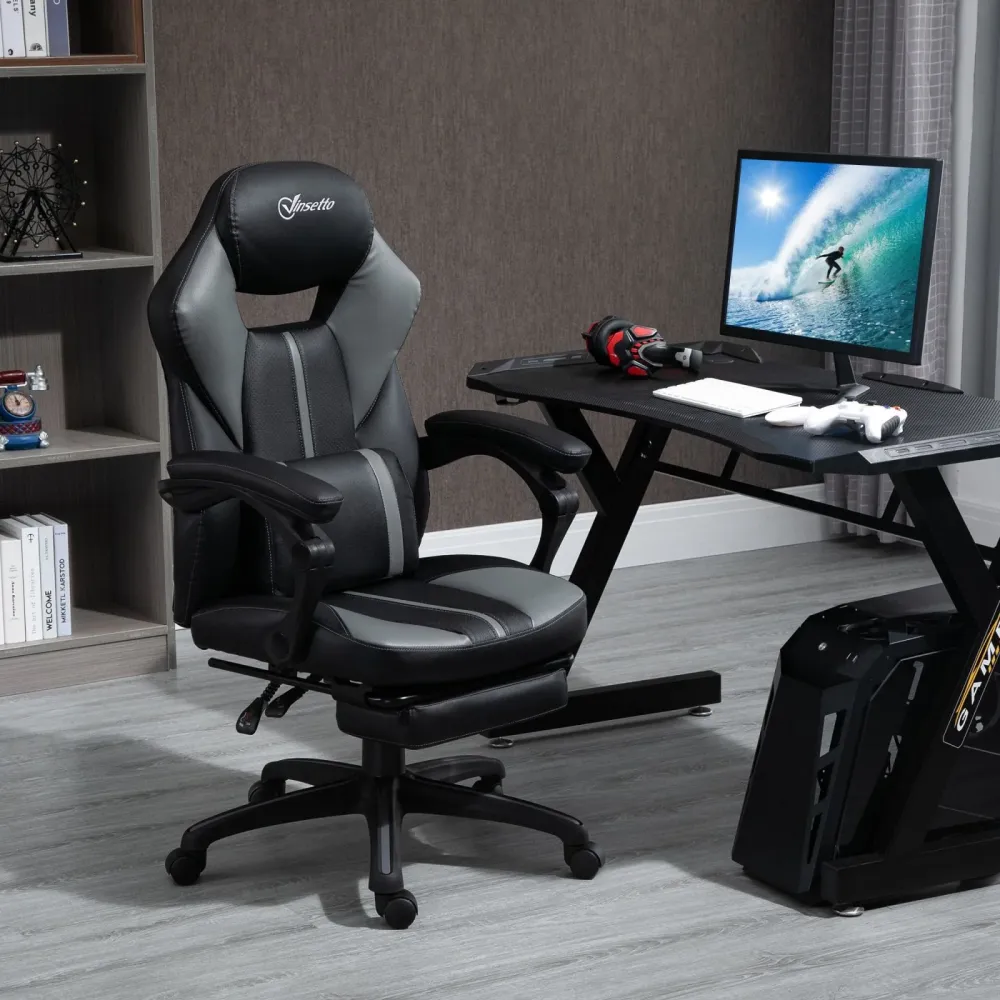 EASYCOMFORT Sedia da Ufficio Imbottita con Altezza Regolabile, Sedia Ergonomica Reclinabile per Computer con Poggiapiedi E...