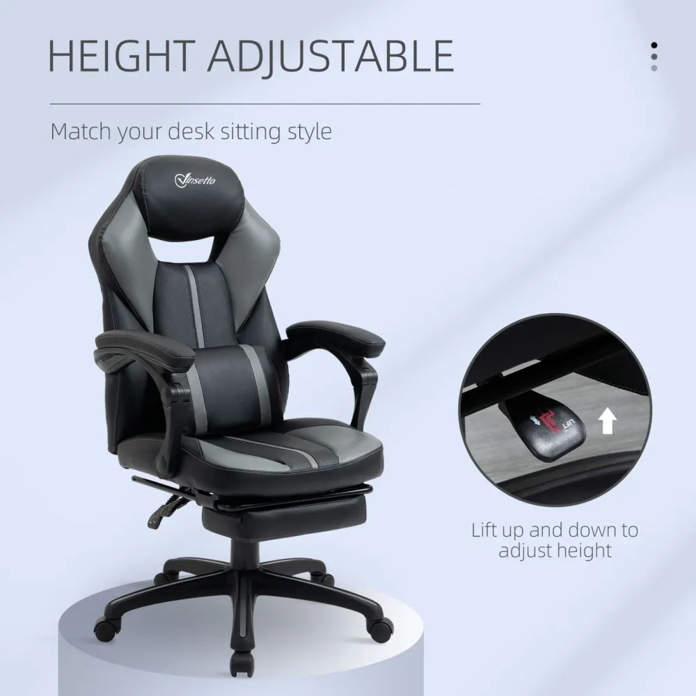 EASYCOMFORT Sedia da Ufficio Imbottita con Altezza Regolabile, Sedia Ergonomica Reclinabile per Computer con Poggiapiedi E...