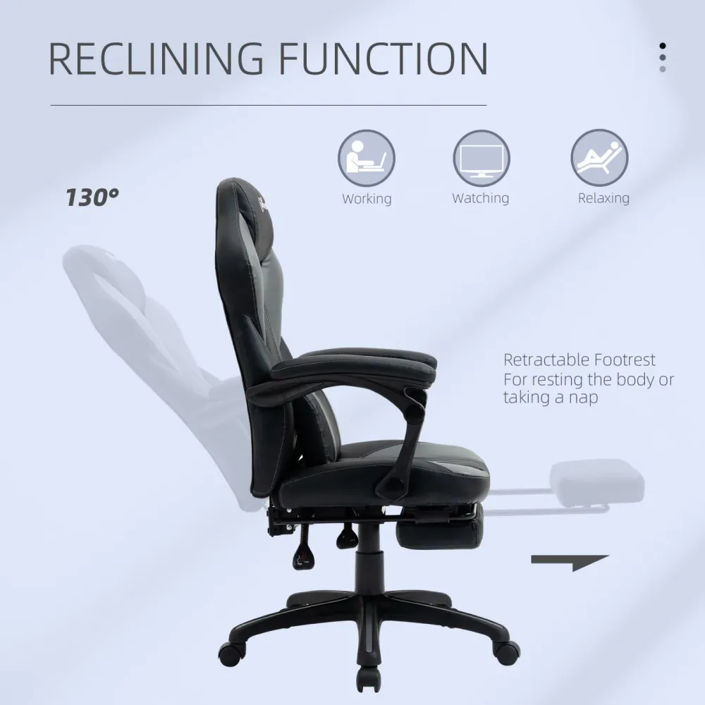 EASYCOMFORT Sedia da Ufficio Imbottita con Altezza Regolabile, Sedia Ergonomica Reclinabile per Computer con Poggiapiedi E...
