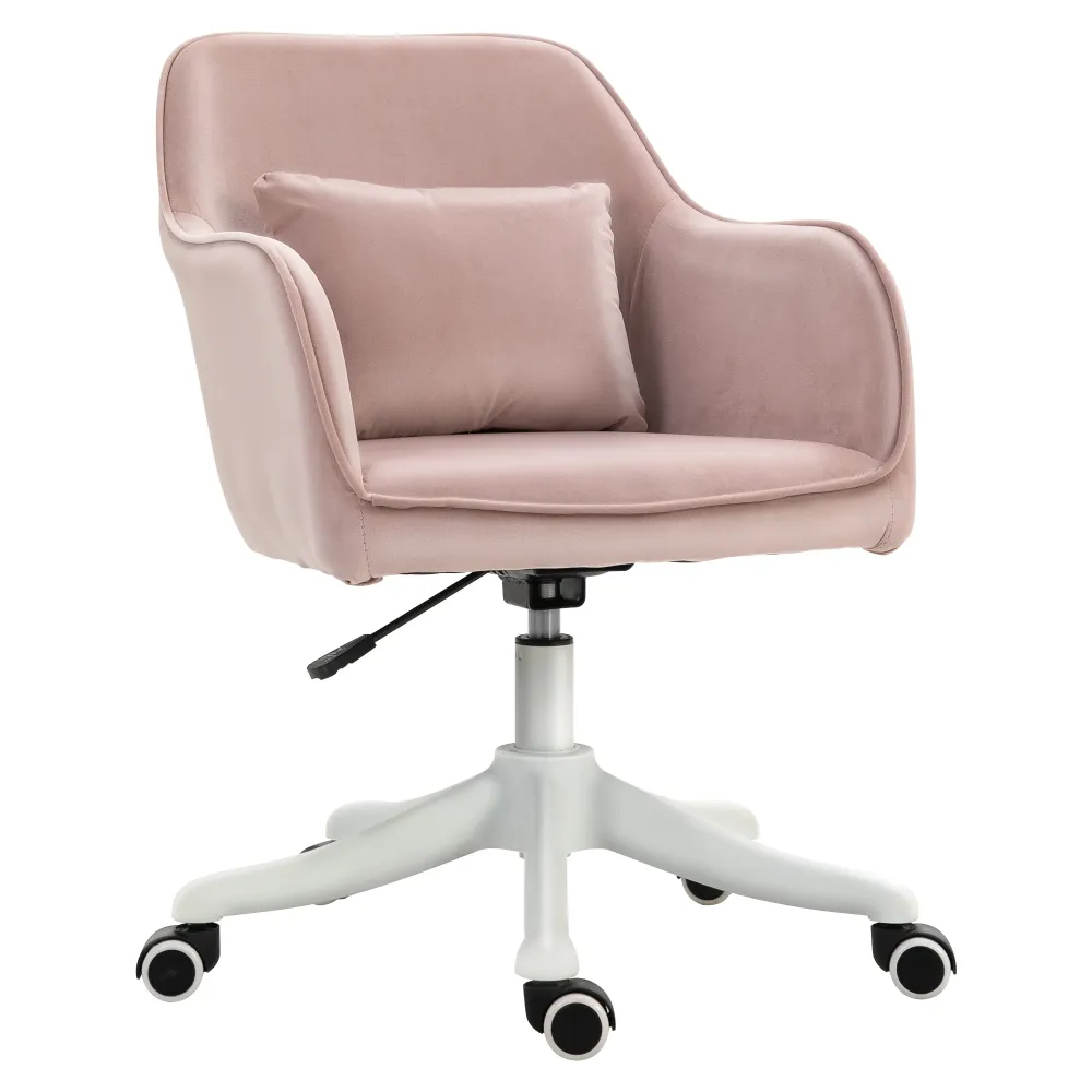EasyComfort Sedia da Ufficio Massaggiante 2 Punti con Cuscino e Braccioli, Tessuto, 57x70x78-86 cm, Rosa