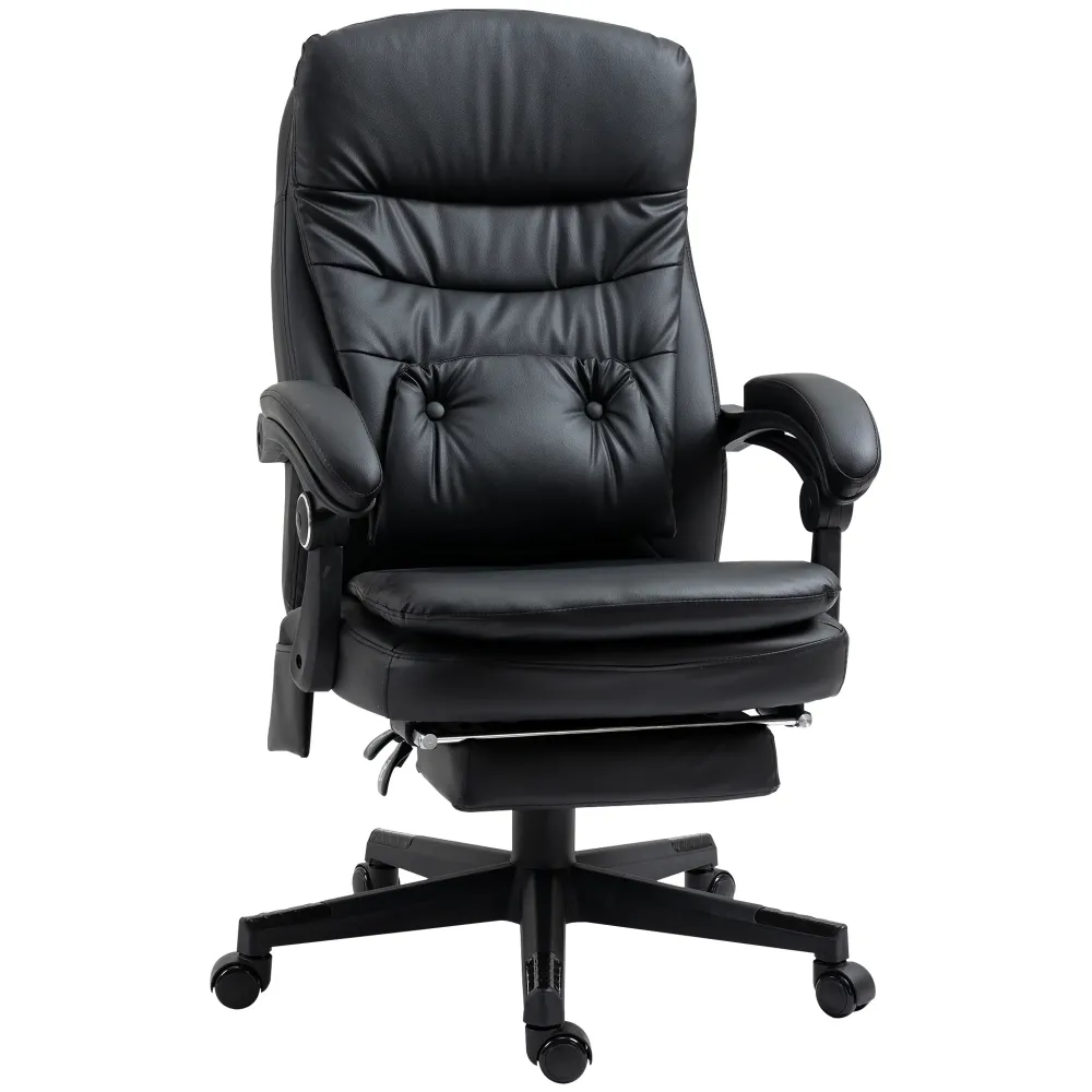 EASYCOMFORT Sedia da Ufficio Massaggiante Similpelle con Presa USB, 64x69x107-115cm, Nero