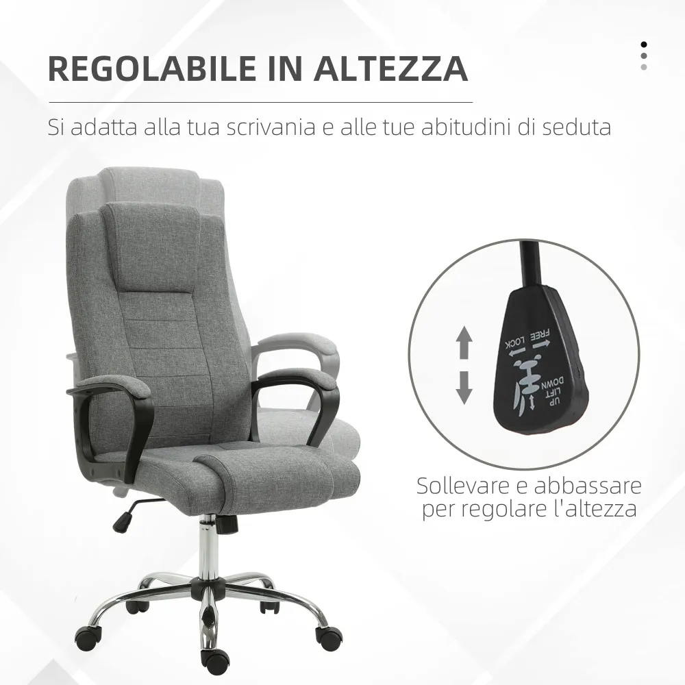 EasyComfort Sedia da Ufficio Presidenziale Ergonomica Basculante e Imbottita con Altezza e Inclinazione Regolabile, 62 x 7...
