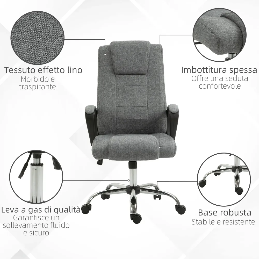 EasyComfort Sedia da Ufficio Presidenziale Ergonomica Basculante e Imbottita con Altezza e Inclinazione Regolabile, 62 x 7...