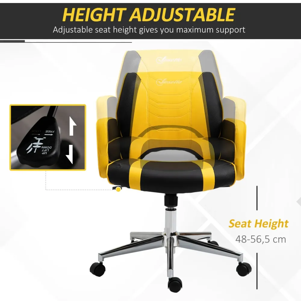 EASYCOMFORT Sedia da Ufficio Racing Ergonomica Altezza Regolabile, Sedia da Scrivania Girevole con Funzione Dondolo, Nero...