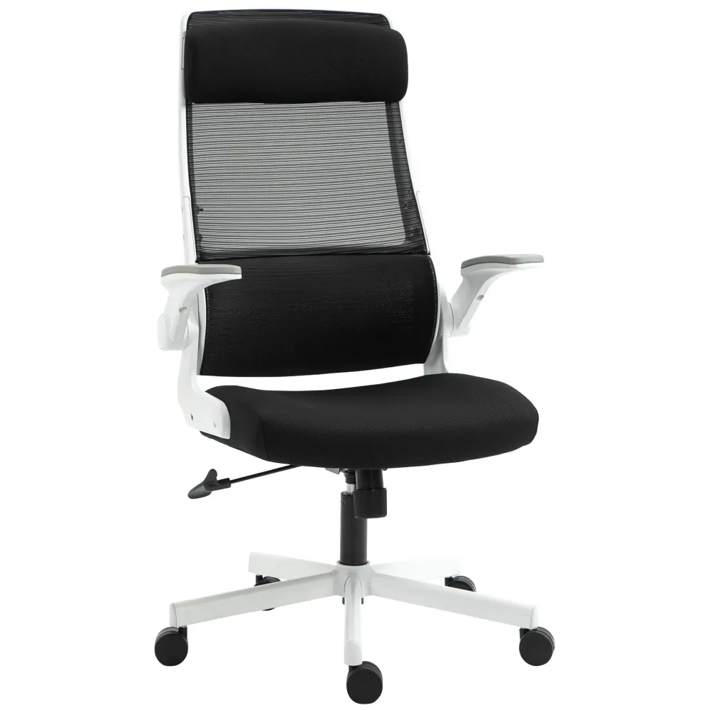EasyComfort Sedia da Ufficio Reclinabile ad Altezza Regolabile con Braccioli Ribaltabili, 77x75x115-125 cm