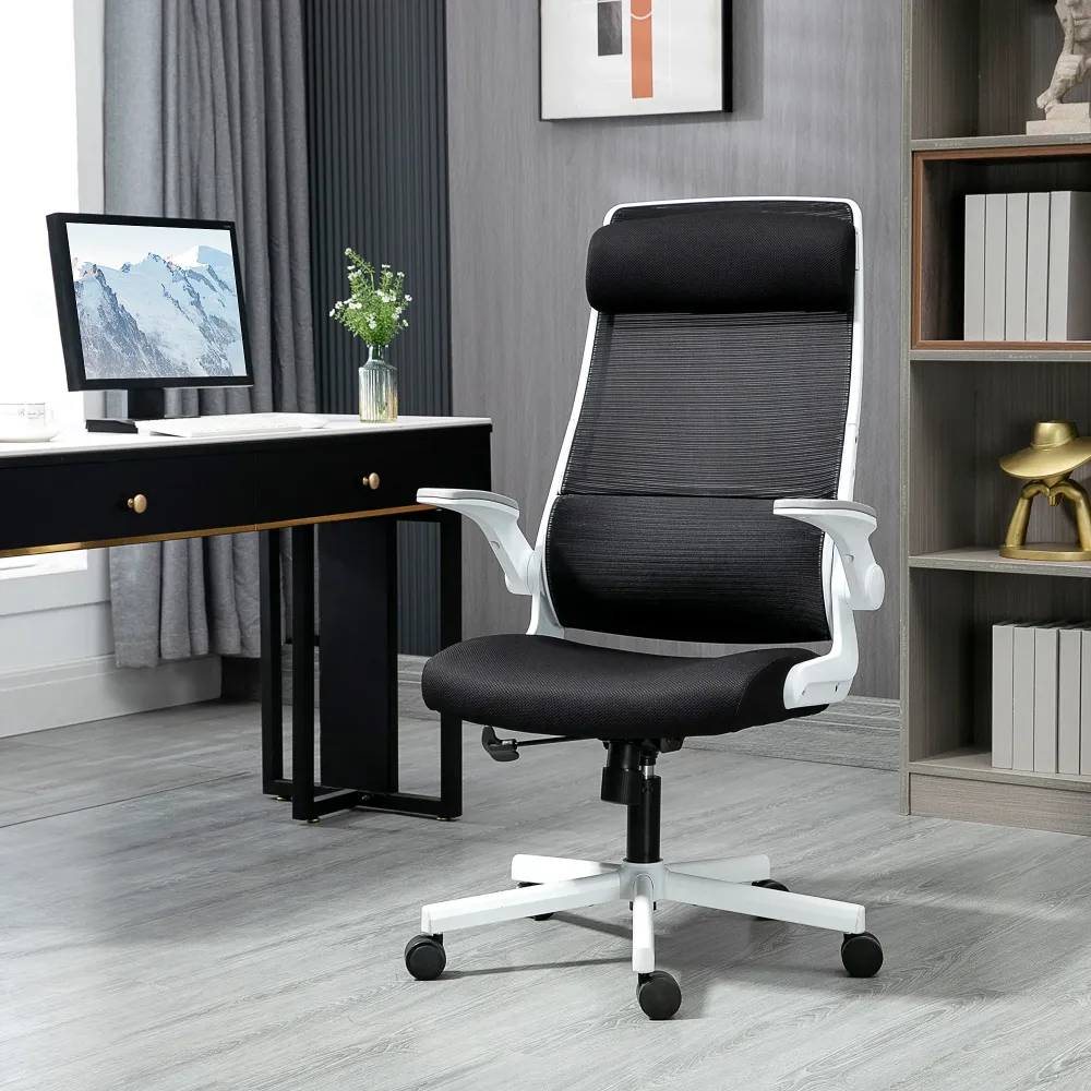 EasyComfort Sedia da Ufficio Reclinabile ad Altezza Regolabile con Braccioli Ribaltabili, 77x75x115-125 cm