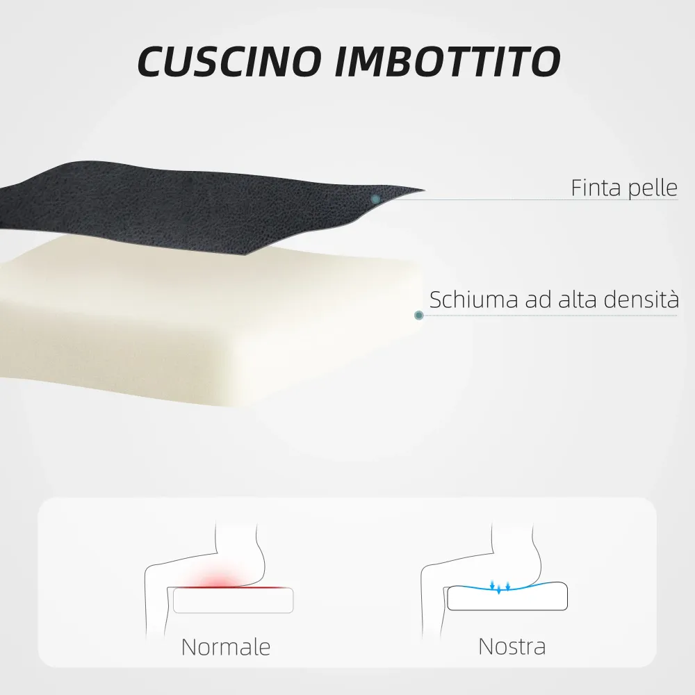 EasyComfort Sedia da Ufficio Reclinabile ad Altezza Regolabile Finta Pelle e Acciaio, 60x68x95.5-105 cm, Nero