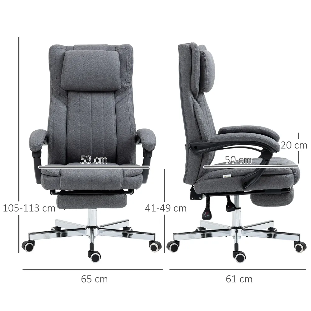 EASYCOMFORT Sedia da Ufficio Reclinabile con Altezza Regolabile, Imbottitura Spessa e Tessuto Traspirante, 65x61x105-113 cm