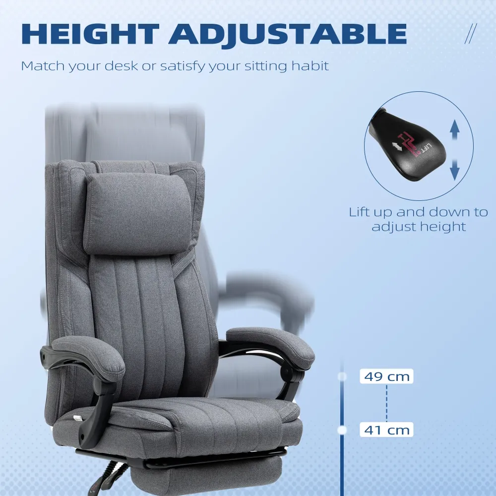 EASYCOMFORT Sedia da Ufficio Reclinabile con Altezza Regolabile, Imbottitura Spessa e Tessuto Traspirante, 65x61x105-113 cm
