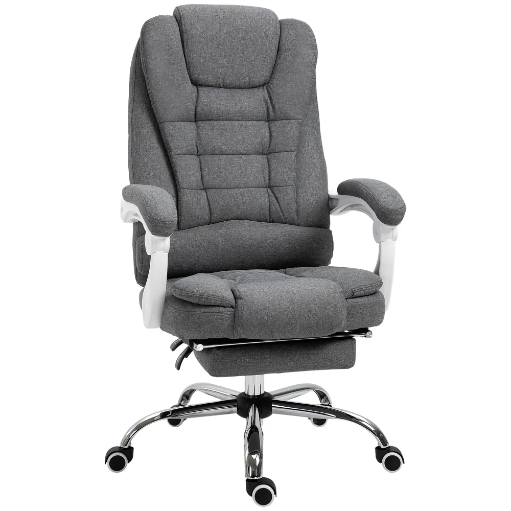EasyComfort Sedia da Ufficio Reclinabile con Poggiapiedi Retrattile e Schienale Alto Tessuto, Grigio