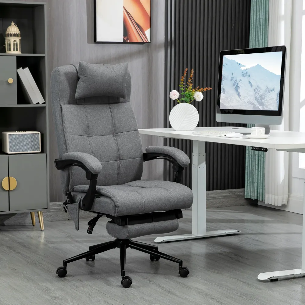 Easycomfort Sedia da Ufficio Reclinabile e Riscaldante con 6 Punti Massaggio e 5 Modalità, Grigio
