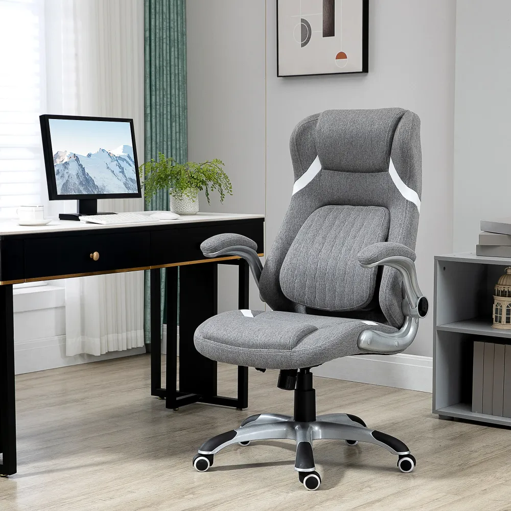 Easycomfort Sedia da Ufficio Reclinabile Tessuto Traspirante e Acciaio con Altezza Regolabile, 68x76x109-117 cm