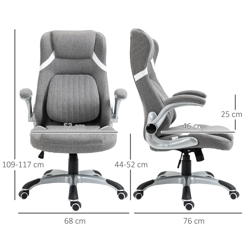 Easycomfort Sedia da Ufficio Reclinabile Tessuto Traspirante e Acciaio con Altezza Regolabile, 68x76x109-117 cm