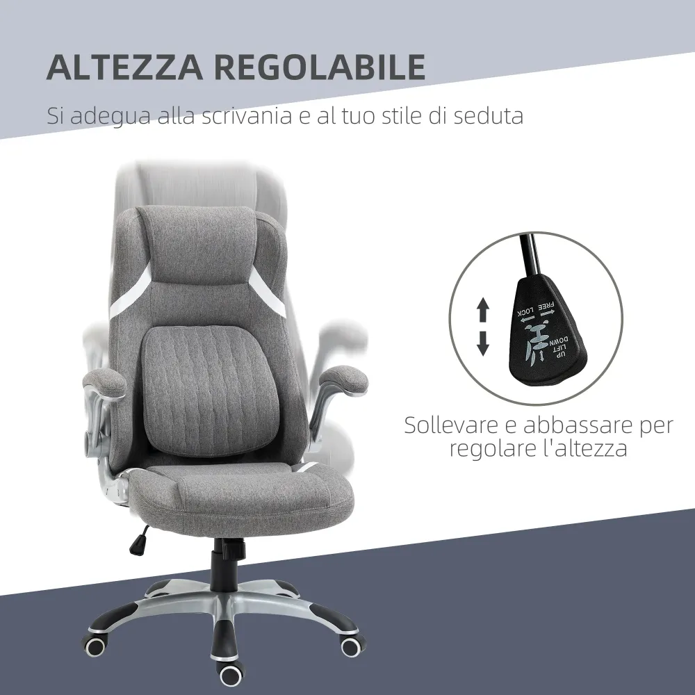 Easycomfort Sedia da Ufficio Reclinabile Tessuto Traspirante e Acciaio con Altezza Regolabile, 68x76x109-117 cm