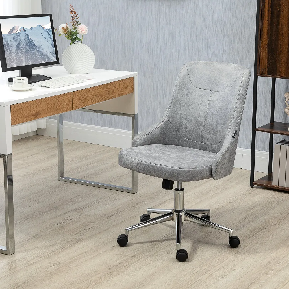 Easycomfort Sedia da Ufficio Regolabile Altezza con Funzione Girevole e Inclinabile 360°, 56x63x85-95 cm, Grigio