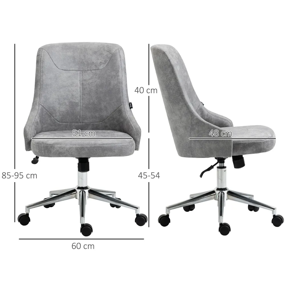 Easycomfort Sedia da Ufficio Regolabile Altezza con Funzione Girevole e Inclinabile 360°, 56x63x85-95 cm, Grigio