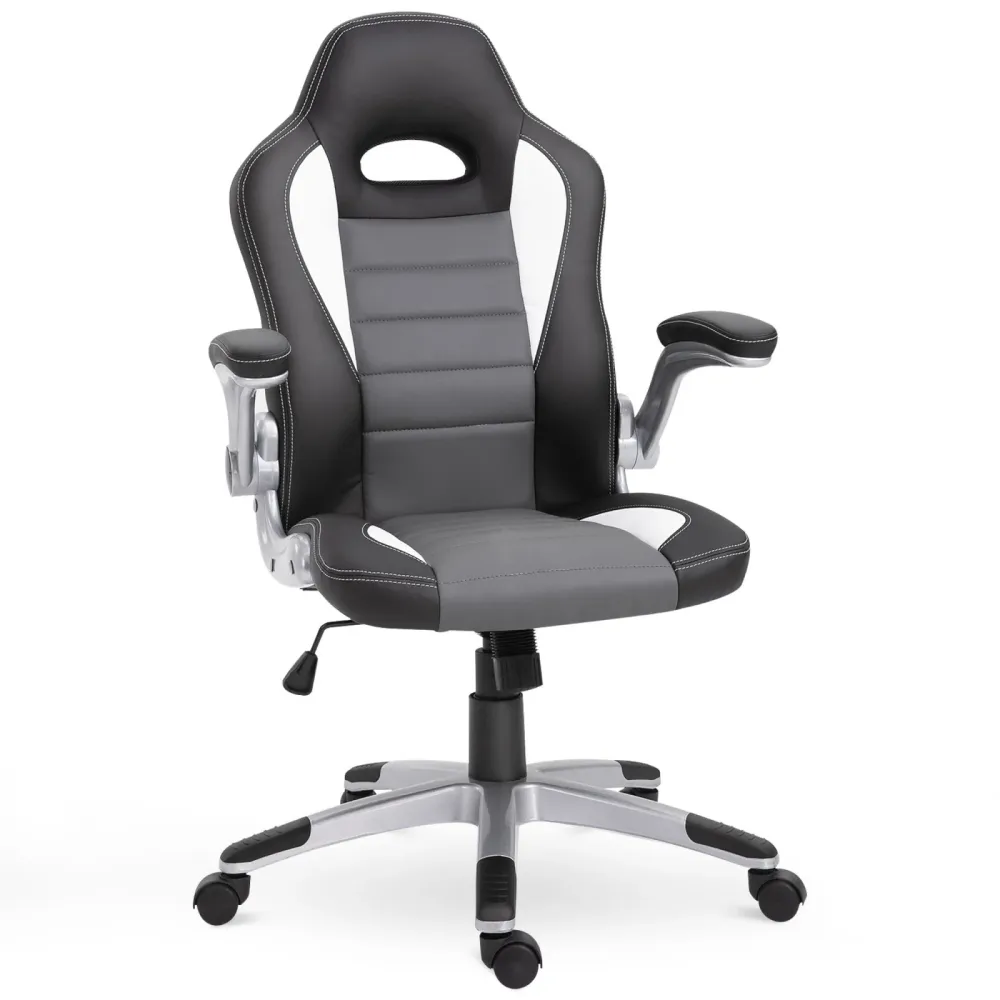 EASYCOMFORT sedia ufficio sedie da gaming Dirigenziale Regolabile Girevole Stile, Grigio e Nero