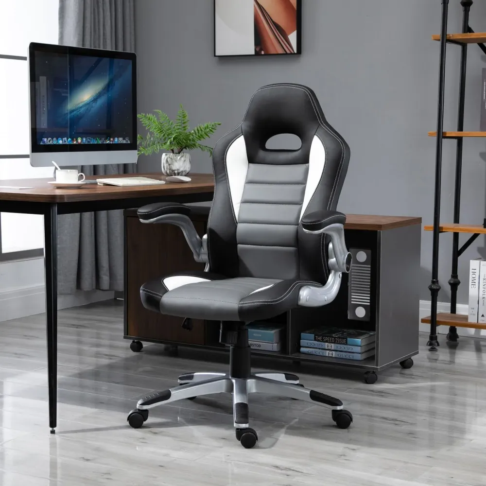 EASYCOMFORT sedia ufficio sedie da gaming Dirigenziale Regolabile Girevole Stile, Grigio e Nero