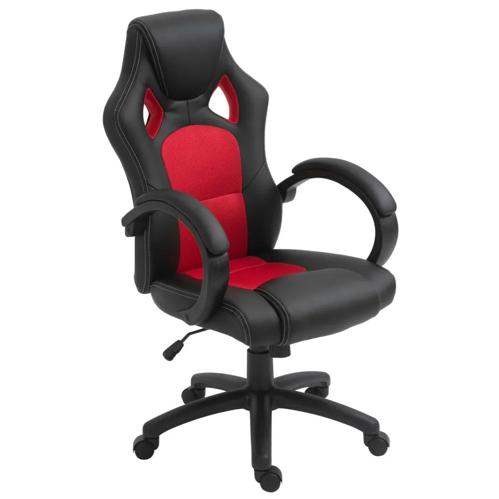 EASYCOMFORT Sedia da Ufficio Stile Gaming, Rosso e Nero