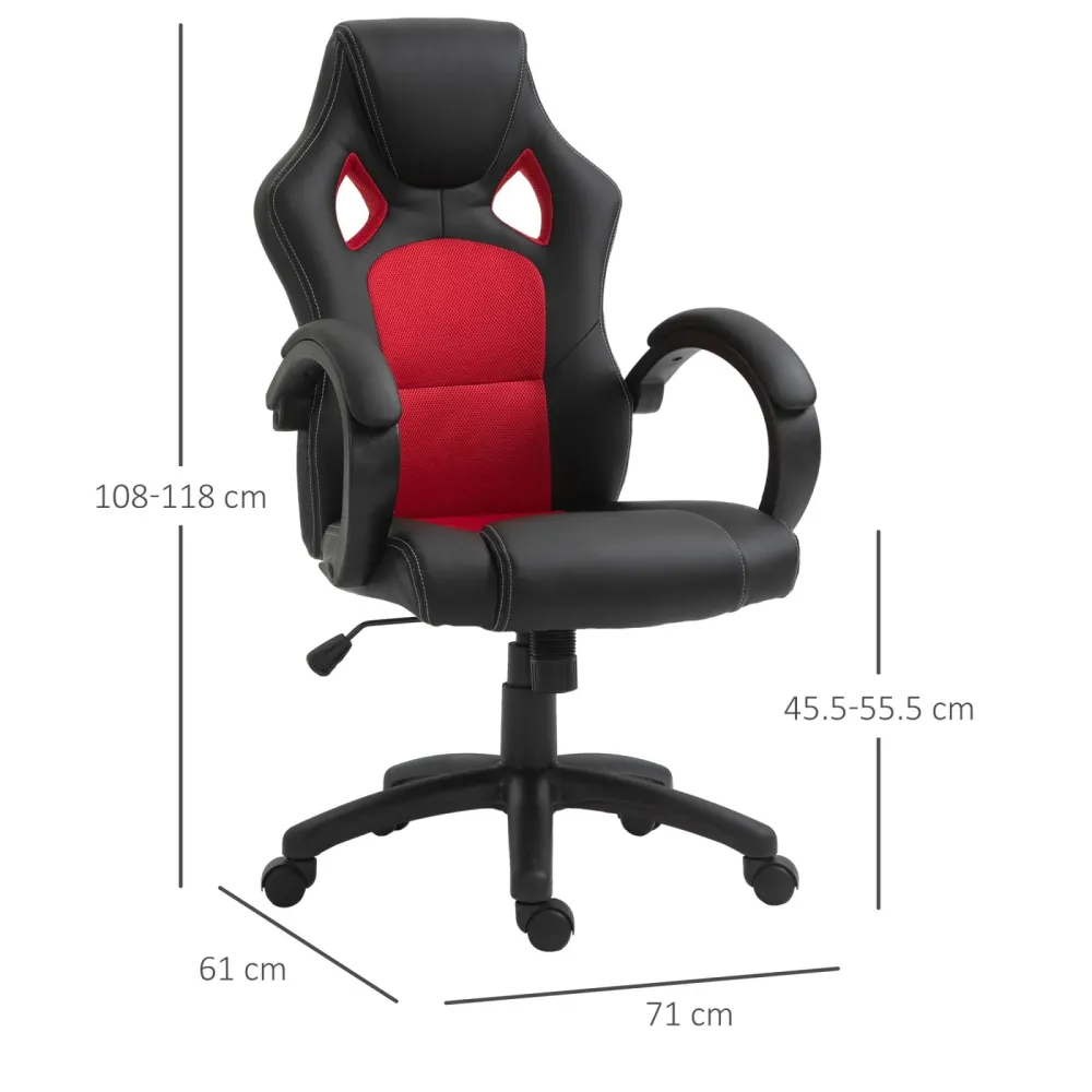 EASYCOMFORT Sedia da Ufficio Stile Gaming, Rosso e Nero