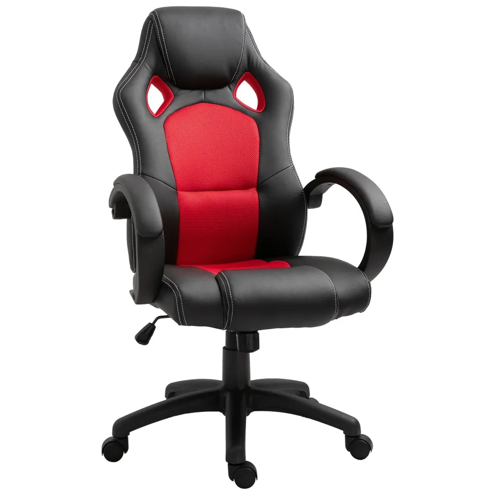 EASYCOMFORT Sedia da Ufficio Stile Gaming, Rosso e Nero