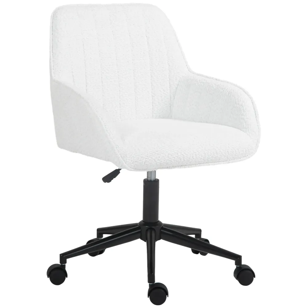 EasyComfort Sedia da Ufficio Tessuto con Altezza Regolabile, Seduta Girevole e Ruote, Bianco