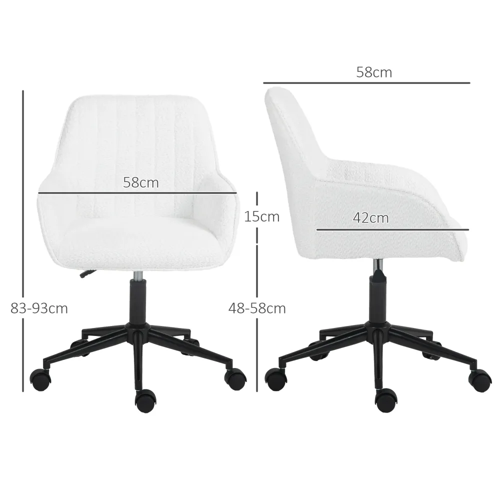 EasyComfort Sedia da Ufficio Tessuto con Altezza Regolabile, Seduta Girevole e Ruote, Bianco