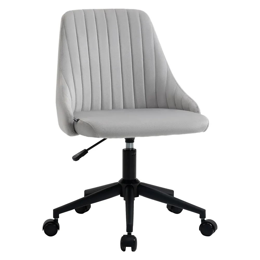Easycomfort Sedia da Ufficio Velluto Grigio con Altezza Regolabile, Sedia Ergonomica Girevole 360° e Ruote, 50x58x77-87cm