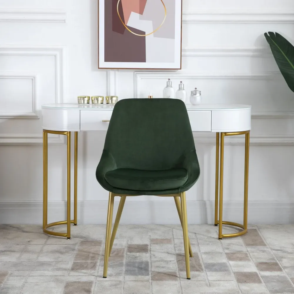 EASYCOMFORT Sedia Velluto Verde Imbottita per Sala da Pranzo Soggiorno o Camera