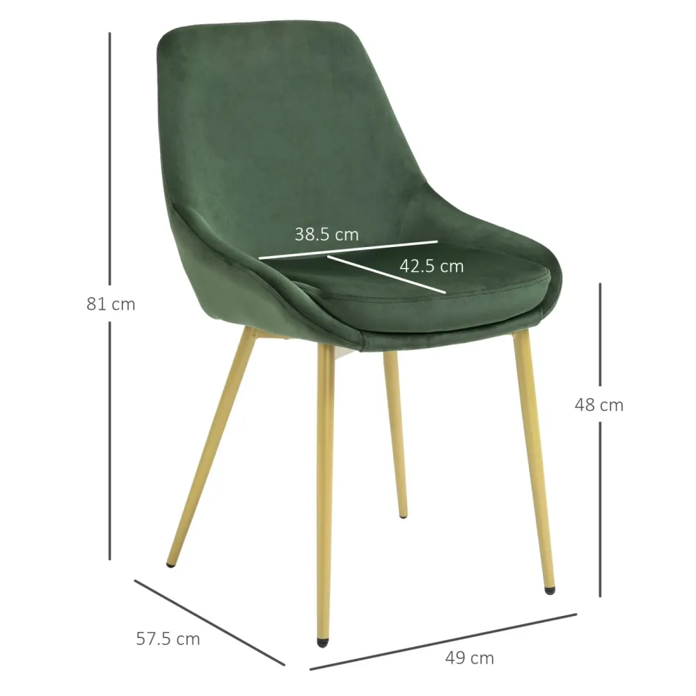 EASYCOMFORT Sedia Velluto Verde Imbottita per Sala da Pranzo Soggiorno o Camera