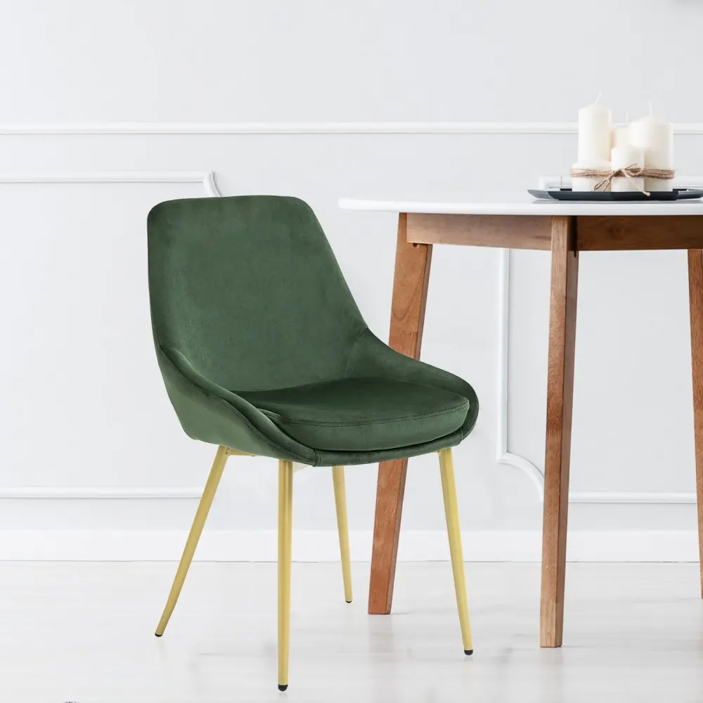 EASYCOMFORT Sedia Velluto Verde Imbottita per Sala da Pranzo Soggiorno o Camera