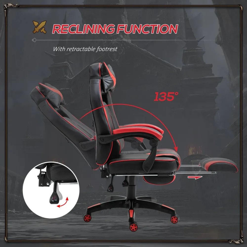EASYCOMFORT Sedie da Gaming Sedie da ufficio ergonomiche con Rotelle Ecopelle, Rosso e Nero